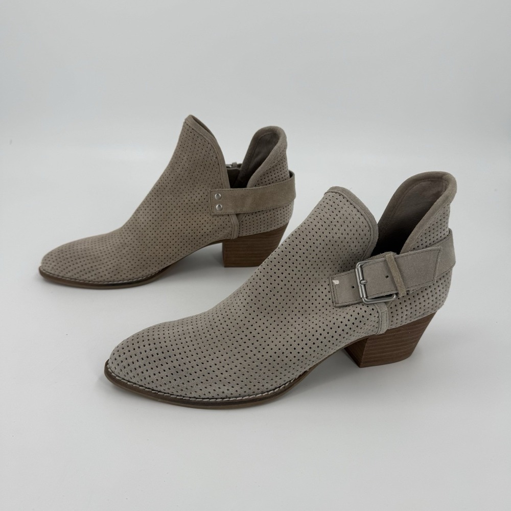Dolce Vita Perforated Suede Ankle Boots Women's US 9.5 Taupe Booties